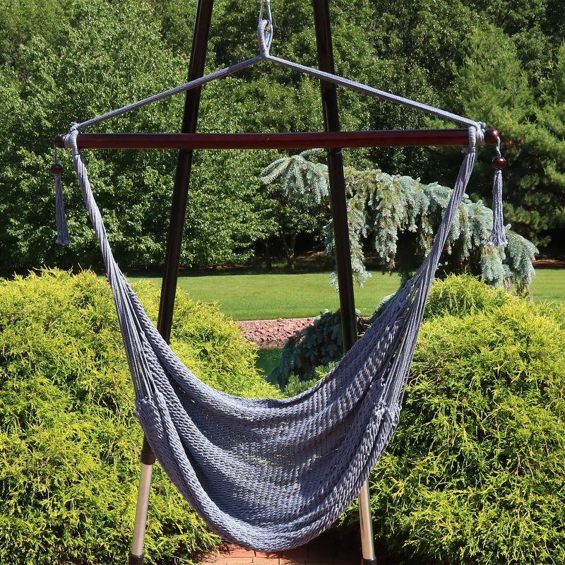 Sunnydaze Modern Boho-Style Soft-Spun Polyester Rope Hanging Caribbean XL Hammock Chair for Yard, Balcony, and Garden, 2 of 9