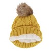 CTM Women's Cable Knit Lined Winter Beanie with Synthetic Fur Pom - 2 of 4