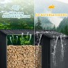 2-In-1 Outdoor Backyard Steel Firewood Rack and Black Metal Storage Shed,Indoor Garden Sloped Roof Open Firewood Storage Buildings-Coolbibila - 3 of 4