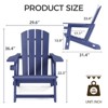 SEVOBAL Outdoor Portable Chairs Folding Adirondack Wooden Textured with Cup Holder Weather Resistant with Cup Holder, Blue, 29.6"*31.4"*36.4" - 3 of 4