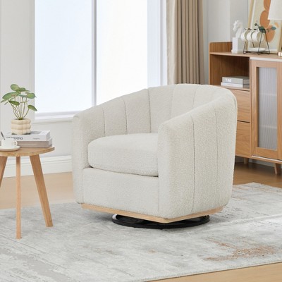 Lycvki 32.28 in.W 360° Swivel Chair with Chenille Cushioned and Metal Base