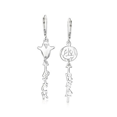Ross-Simons Sterling Silver Trick Or Treat Mismatched Drop Earrings