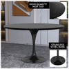 LeisureMod Verve Mid-Century Modern Table with a 48" Round MDF Tabletop and Black Steel Pedestal Base for Kitchen and Dining Room - 3 of 4