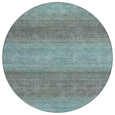 Teal Blue And Brown Geometric Washable Indoor Outdoor Area Rug