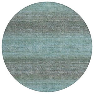 Teal Blue And Brown Geometric Washable Indoor Outdoor Area Rug - 1 of 4