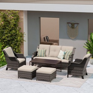 UPTIOT 6-Piece Outdoor Patio Conversation Set - 1 of 4