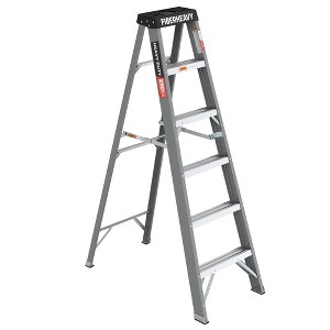 Gulches Fiberglass Step Ladder 6-Step 250lbs Gray - 1 of 4