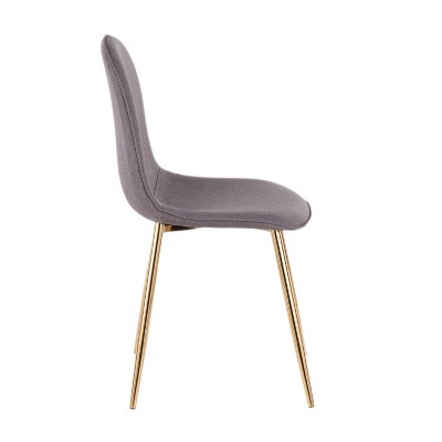 Set of 2 Gold Steel & Charcoal Fabric Contemporary Dining Chairs