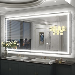 Apmir Super Bright 192 LEDs/m Front LED Lighted Anti-Fog Tempered Glass Bathroom/Vanity Mirror with ETL & 3-Year Warranty - 1 of 4