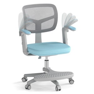 Costway Kids Desk Chair Children Study Chair with Adjustable Height, Armrest & Footrest Purple/Pink/Green/Gray/Blue - 1 of 4