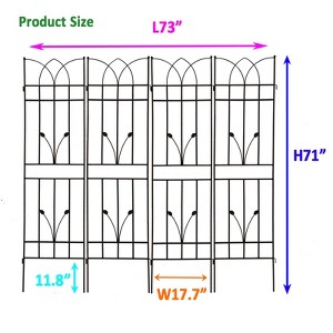 Gulches 4 Pack Metal Garden Trellis 71" x 17.7" Rustproof Trellis for Climbing Plants Outdoor Flower Support Black - 1 of 4