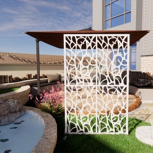 Gulches Metal Privacy Screens，W3.8Ft*H6Ft Divider with Free Standing Decorative Privacy Screen for Balcony Patio Garden Room Divider - 1 of 4