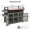 Coolbibila-52"W Wicker Outdoor Grill Cart With Extended Plastic Wood Table Top, Rolling Kitchen Island On Wheels With Storage Cabinet - 4 of 4