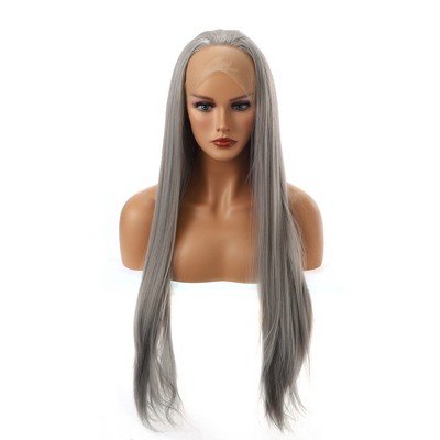 Unique Bargains Medium Long Straight Hair Lace Front Wigs For