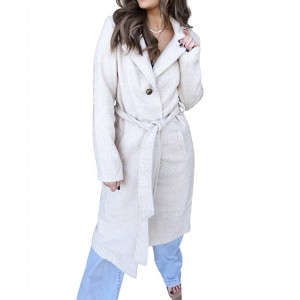 Women's Long Coat With Belted Waist - 26 International - 1 of 4