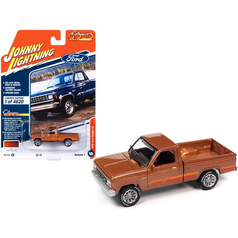 1985 Ford Ranger XL Truck Bright Copper Met w/Stripes "Classic Gold Collection" 2023 1/64 Diecast Model Car by Johnny Lightning, 1 of 4
