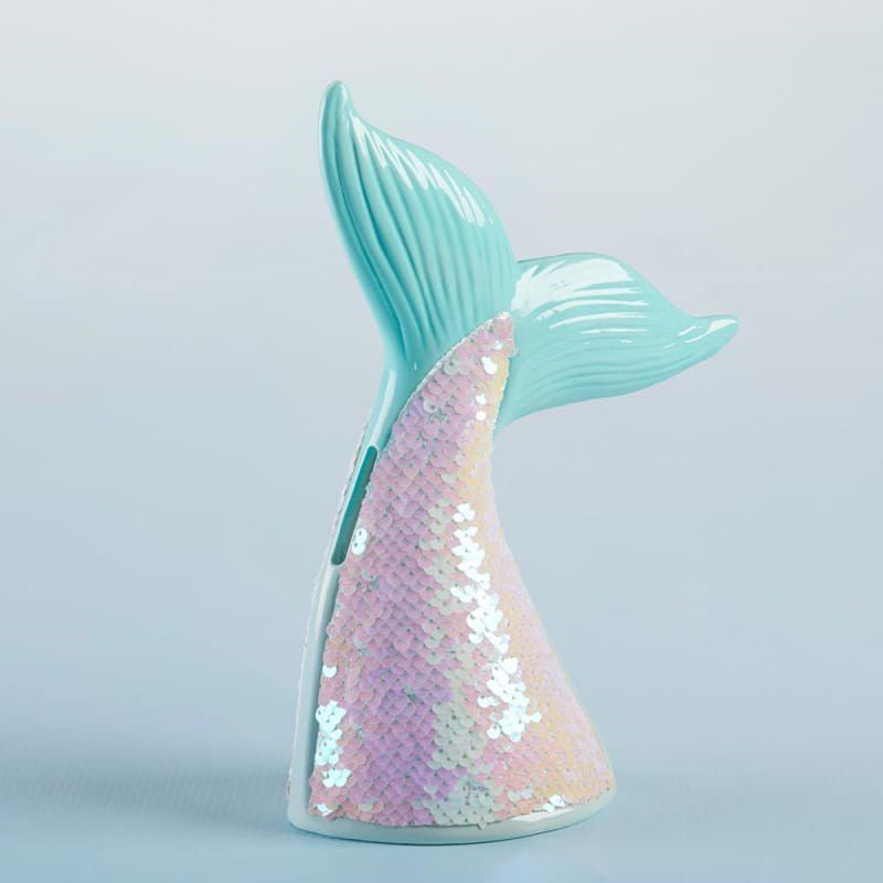 Baby Aspen Reversible Sequin Mermaid Tail Porcelain Piggy Bank | BA21069NA, 2 of 8