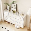 FUFU&GAGA White Sleek Dresser with 9 Drawers and Gold Knob Handles Chest - 3 of 4