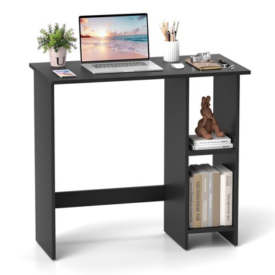 Tangkula Small Computer Desk Home PC Laptop Table w/ Modern Writing Desk w/ 3-position Adjustable Shelf Compact Writing Desk w/ Anti-Toppling Kit