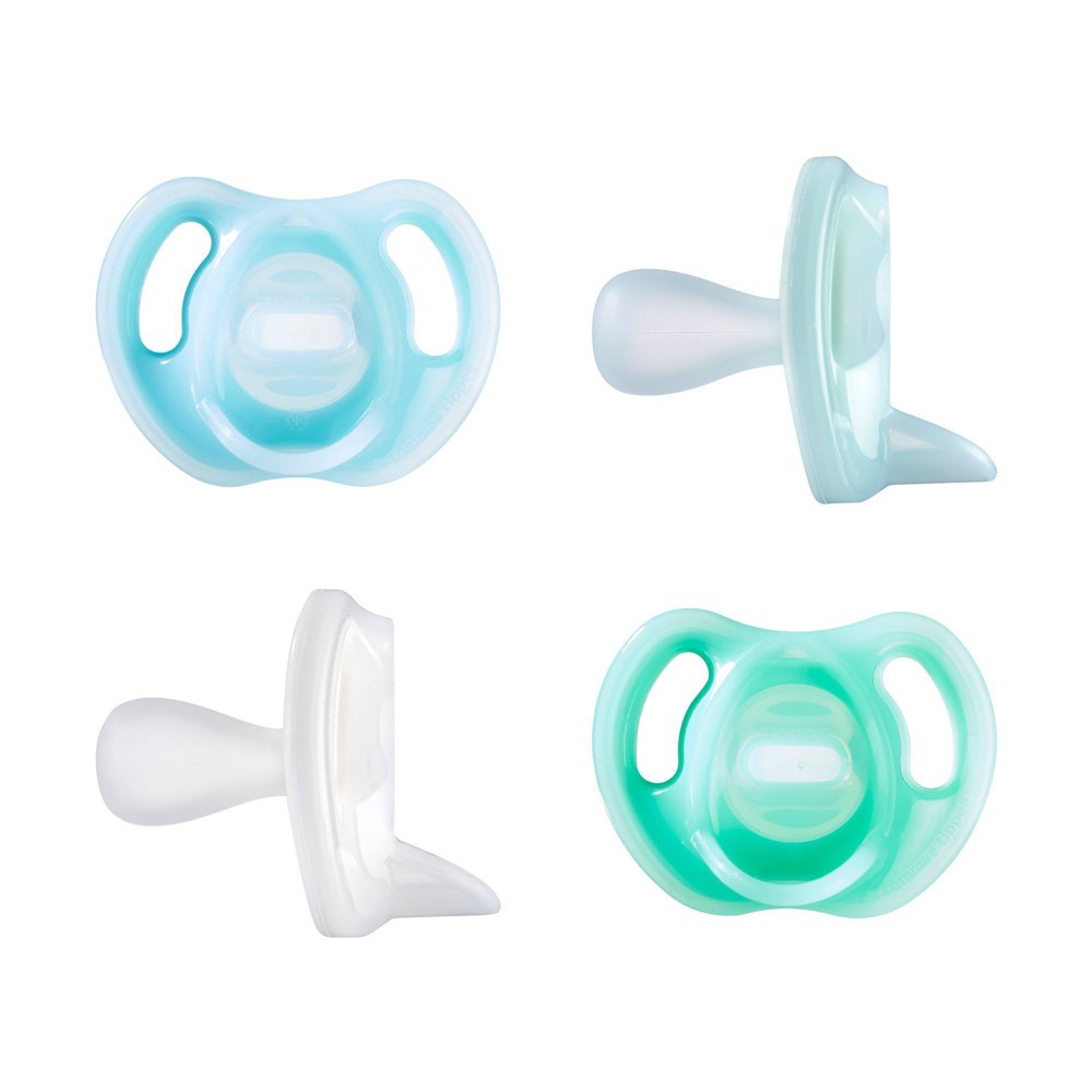 Tommee Tippee Ultra-Light Silicone Baby Pacifier 0-6m - Blue/Green - 4pk