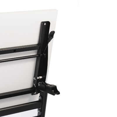 White and Black Commercial Grade Folding Training Table with Casters