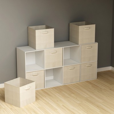 Beige Fabric Collapsible Storage Cubes Set of 8