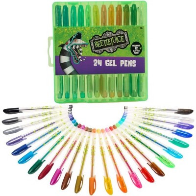 Beetlejuice Gel Pen Set for Kids, 24 Pack with Glitter Gel Pens, Cute Pens for Kids, Teens, and Adults