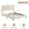 Grey/Beige/Pink Upholstered Platform Bed Frame with Height-Adjustable Fabric Headboard, Heavy-Duty Wood Slat Support, No Box Spring Needed - 2 of 4