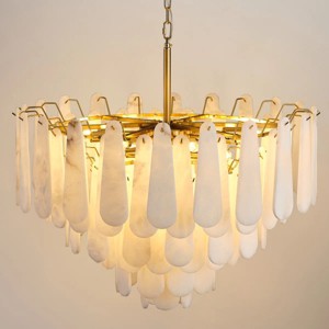 31.5" 6-Tier Luxury Alabaster Chandelier for Dining, Living, and Foyer - 1 of 4