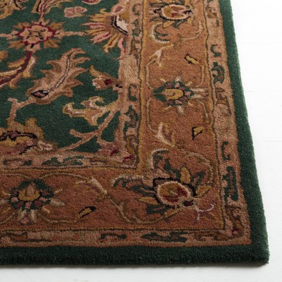 Handmade Dark Green and Gold Tufted Wool Area Rug, 2 x 3 ft