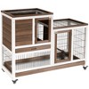 PawHut Wooden Rabbit Hutch Elevated Bunny Cage Indoor Small Animal Habitat with Enclosed Run with Wheels, Ramp, Removable Tray for Guinea Pigs - 4 of 4