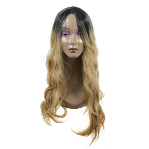 Unique Bargains Women's Lady Curly Human Hair Wigs 28" with Wig Cap - 1 of 4