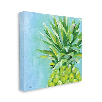 Tropical Blue Pineapple Canvas Wall Art, 17 x 17