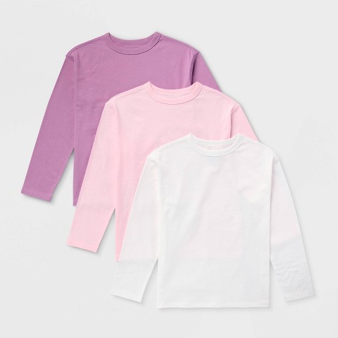 Детские футболки Cat & Jack Adaptive 3pk Long Sleeve, цвет: Белый