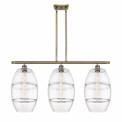 Vaz - 3 Light Stem Hung Island In Industrial Style-19 Inches Tall and 36.5 Inches Wide