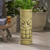 Wooakway 24" H Polynesian Style Novelty Statue Planter Outdoor Indoor Urn Planter Decor Garden Pot Antique Green - 2 of 4