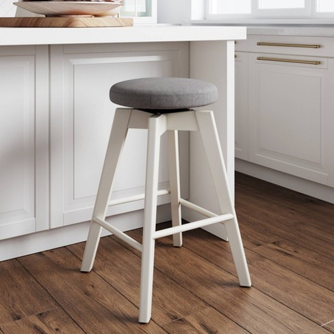 Amalia Wood Swivel Cushion Counter Height Barstool Warm White dark