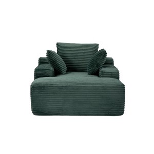 TiramisuBest Oversized Chaise Lounge Chair, Plush Corduroy Cloud Couch Daybed with 3 Pillows & Wide Armrest, No Assembly Needed, White - 1 of 4