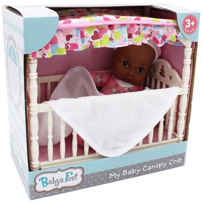 Goldberger Doll Baby's First Canopy Crib with 9" Doll