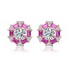 Guili Sterling Silver Rhodium & Rose Gold Plated Stud Earrings with Round and Baguette CZ Stones – Classic and Luxurious for Timeless Elegance - 3 of 3