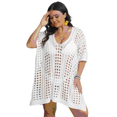 Womens Swimsuit Cover Up Hollow Out Swimwear Beach Bathing Suit Bikini Coverups Regular
