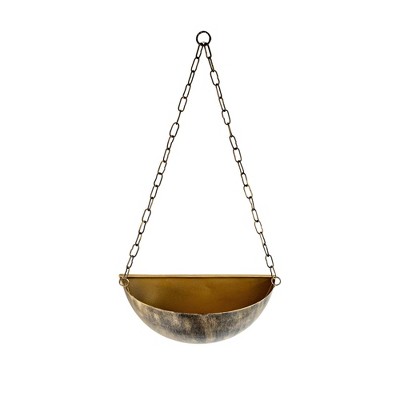 Antique Hanging Wall Planter Brass Metal by Foreside Home & Garden