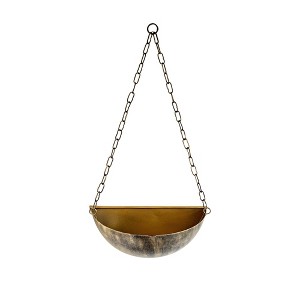 Antique Hanging Wall Planter Brass Metal - 1 of 4