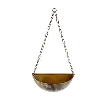 Antique Hanging Wall Planter Brass Metal by Foreside Home & Garden