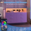 Dresser for Bedroom with LED Light & Charging Station, 6 Drawers Wooden Dressers - 3 of 4