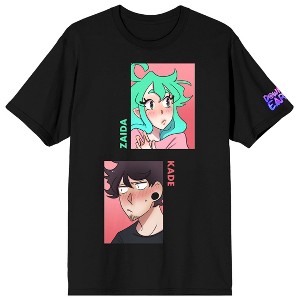 Down To Earth Character Panels Confused Kade Adult Black Crew Neck Short Sleeve T-shirt-Large - 1 of 4