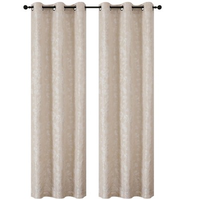 Kate Aurora 2 Piece Maxie Floral Grommet Top Window Curtain Panels - 84 in. Long
