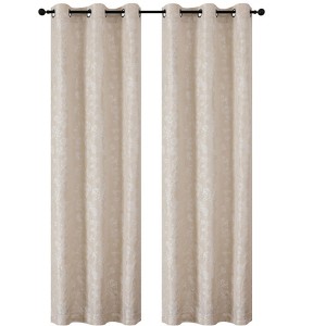 Kate Aurora 2 Piece Maxie Floral Grommet Top Window Curtain Panels - 84 in. Long - 1 of 4