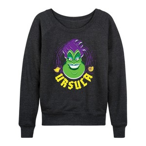 Women's - Disney Villains - Ursula Lightweight French Terry Wide Neck Long Sleeve Shirt - 1 of 4