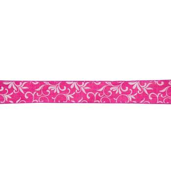 White and Pink Floral Printed Ribbon 0.75 x 110 Yards